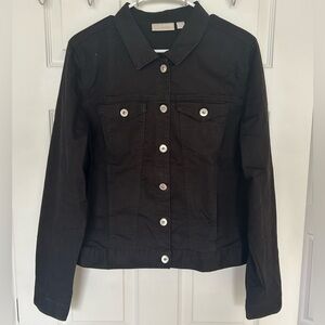 New Belle by Kim Gravel Classic Jean Jacket Black size Large cotton/poly/span